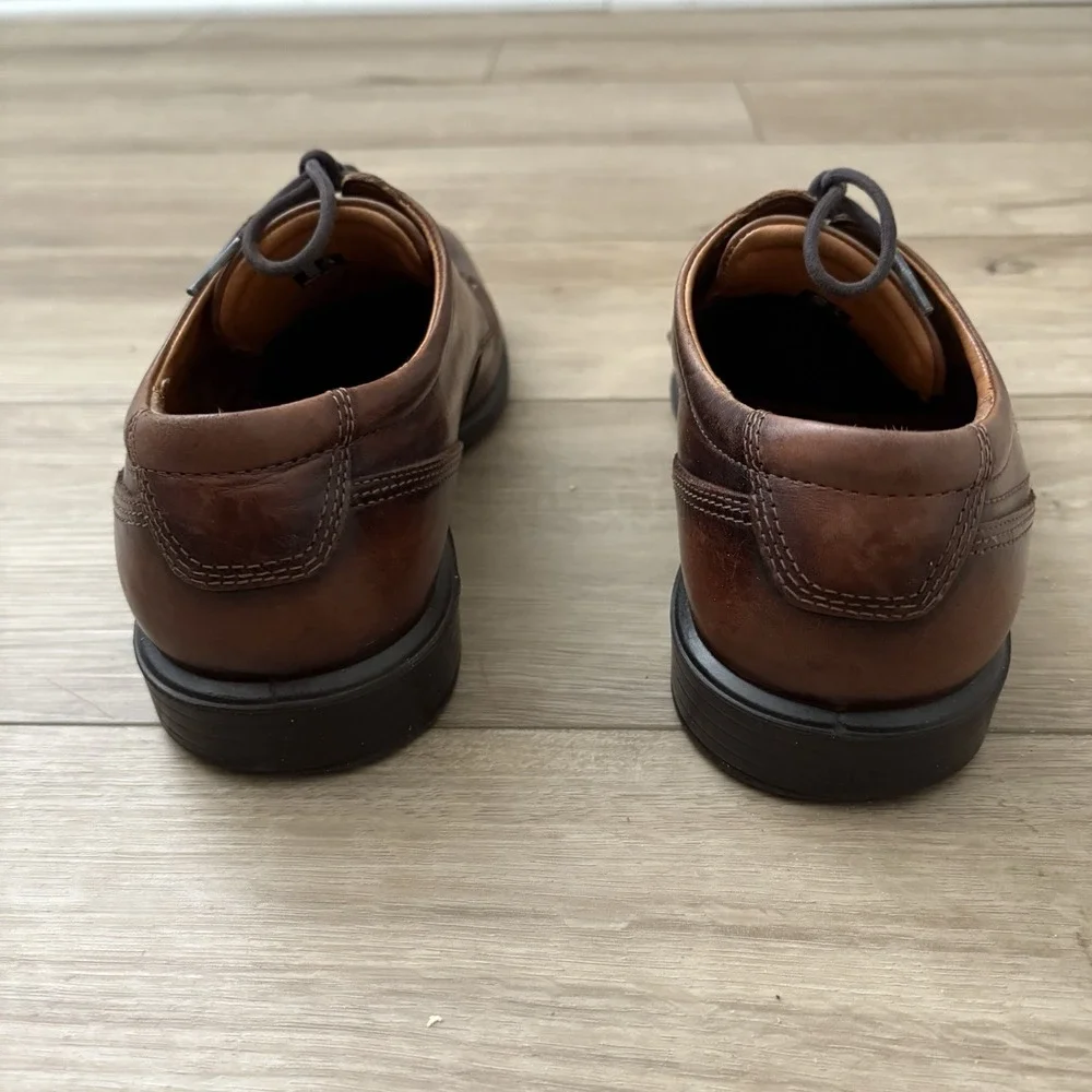 Ecco Men's Brown Oxford Tie Shoes Size 41‎ US 8.5 Extra Width Comfort Shank